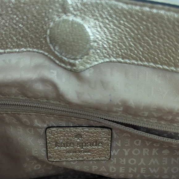 Kate Spade Gold Shoulder Bag Metallic Finish & Care Card Included 10Lx14W - Picture 15 of 17